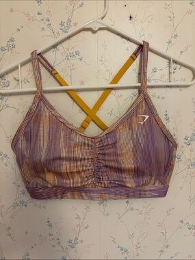 Gymshark Purple & Yellow Striped Crossback Sports Bra